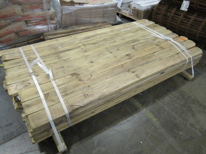lot 77 image: Approx 144 Severe Weather Pressure Treated Spruce Pine Fir Dog Ear Fence Picket, Model 108318