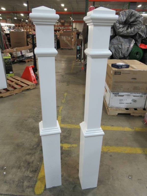lot 110 image: Two Solid Wood Posts in White.
