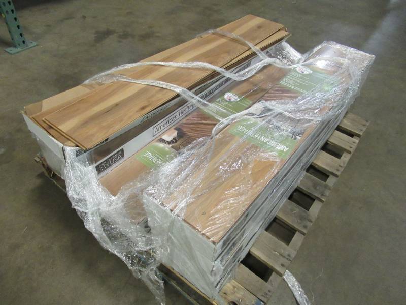 lot 134 image: 10 Cases of American Heritage Lawrenceville Hickory Laminate Flooring (15.94 sq ft.case)