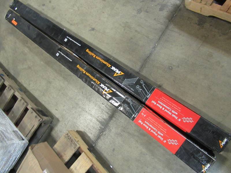 lot 136 image: 4 Cases of Peak Aluminum Railing 6 ft. Aluminum Stair Hand and Base Rail in Black, Model 50113