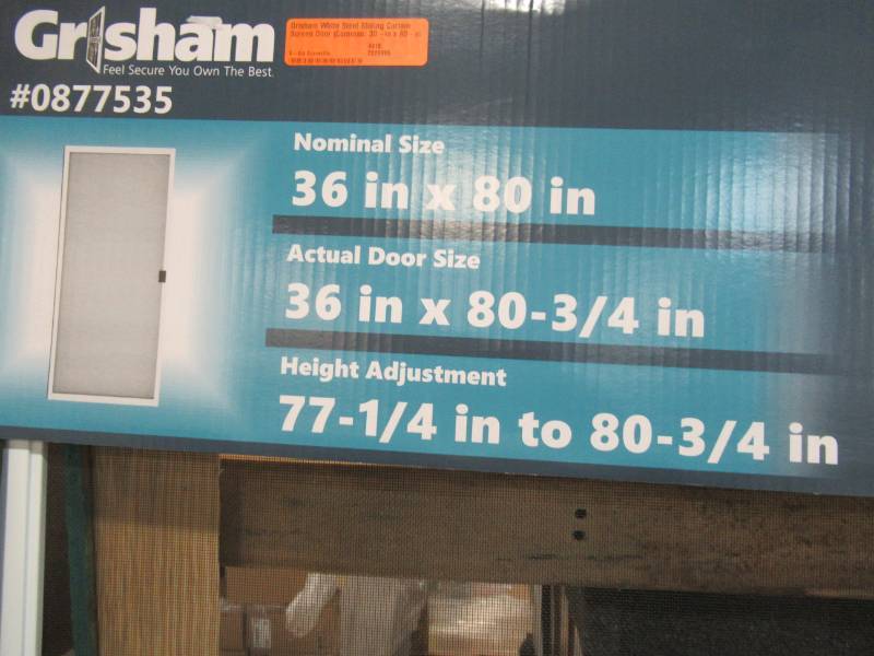 lot 97 image: Grisham White Steel Sliding Curtain Screen Door (Common 30-in x 80-in Actual 30-in x 80.75-in) SCRPSA30WHT