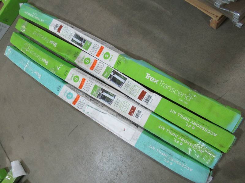 lot 138 image: 4 Cases of Trex Transcend 6. Composite Fire Pit Accessory Horizontal Infill Kit for Square Aluminum Balusters, Model FPASBHIK06
