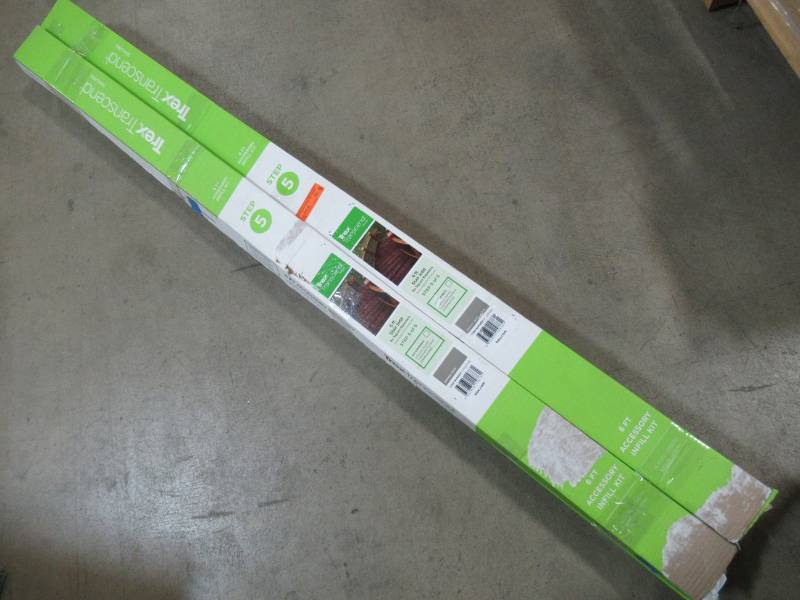lot 140 image: 4 Cases of Trex Transcend 6. Composite Gravel Path Accessory Stair Infill Kit for Square Aluminum Balusters, Model GPSQSIK06