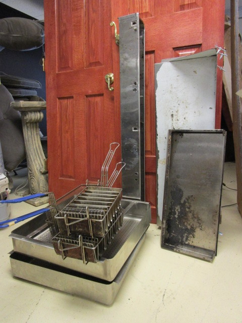 SS DEEP FRY BASKETS, SS DEEP FRY STORAGE BINS, SS WALL MOUNT RACKS, SS GREASE CATCH