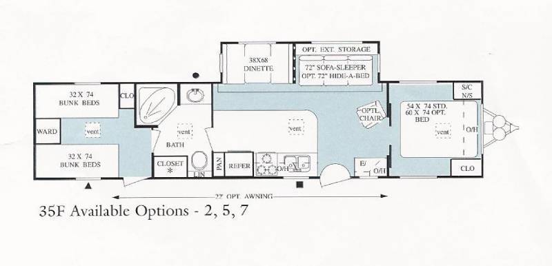 lot 0006 image: 1995 Damon Hornet 35F Destination Trailer