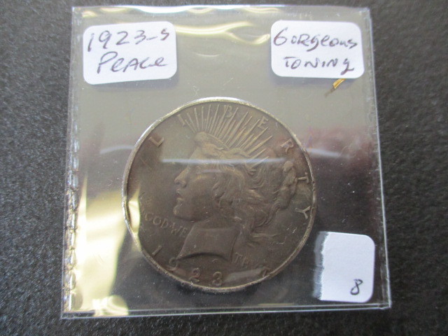 AU Gorgeous Toned 1923-S Peace Silver Dollar