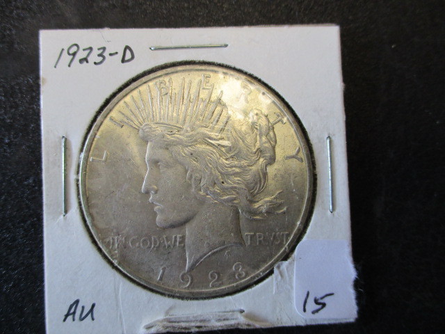 AU 1923-D Peace Silver Dollar