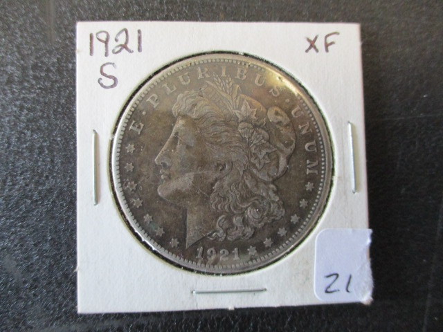 Extra Fine Beautifully Toned 1921-S Morgan Silver Dollar