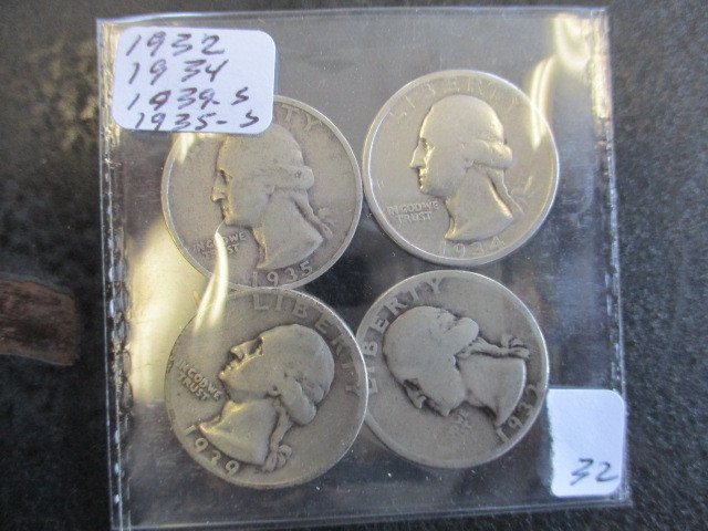 Lot of (4) Washington Silver Quarters