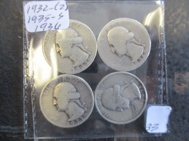Lot of (4) Washington Silver Quarters