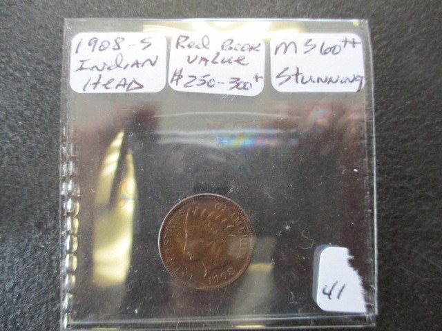 MS60 Stunning 1908-S Indian Head Penny- Rare Key Date- $250-300