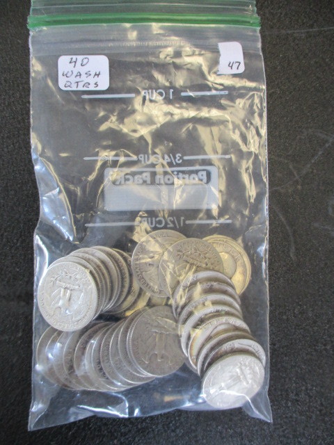 Lot of (40) 90% Silver Washinton Quarters-Misc Dates-Almost 10 ounces of Silver