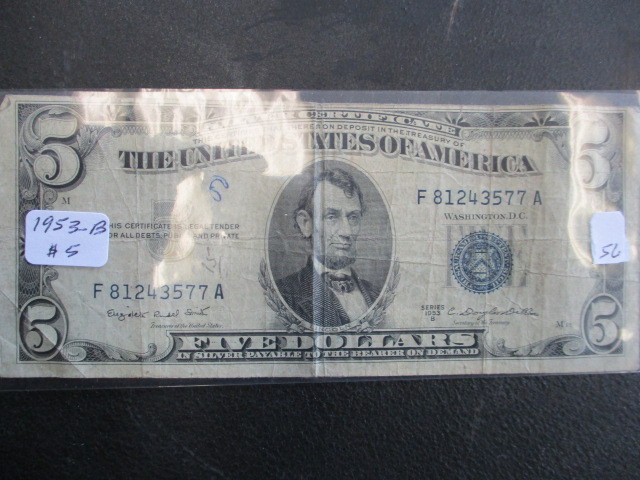 Series 1953-B Blue Seal $5 Silver Certificate
