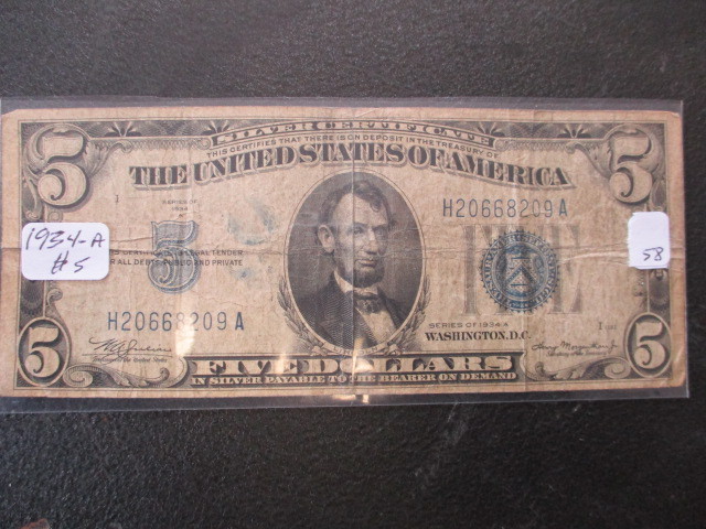 Series 1934-A Blue Seal Silver Certificate
