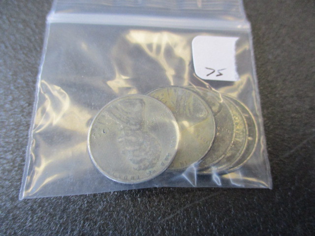 Lot of (5) 1943-S Steel War Pennies