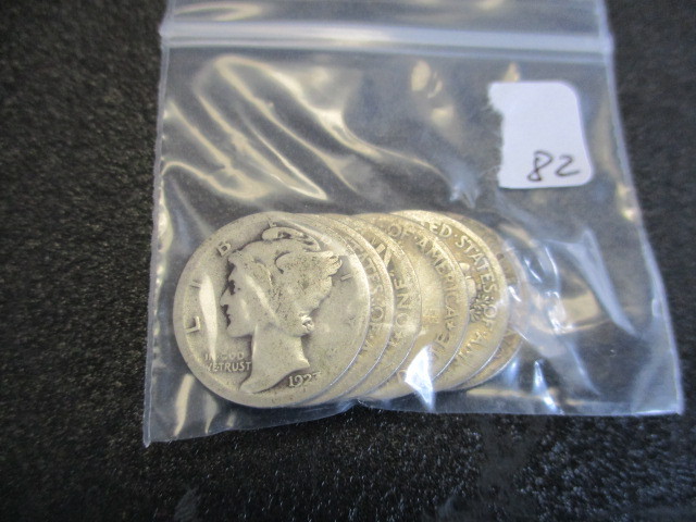 Lot of (6) 90% silver Mercury Dimes