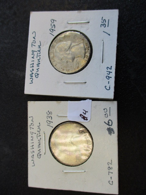 1938 & 1959 90% Silver Washington Quarters