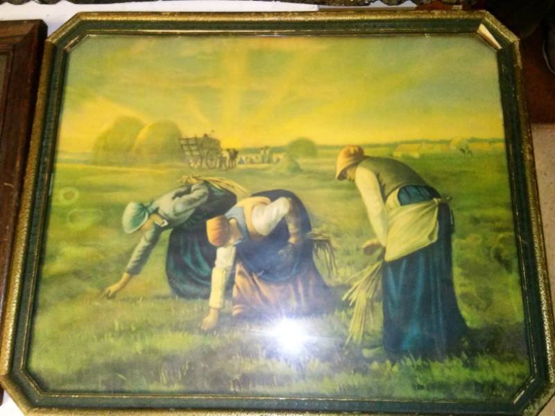 lot 96 image: 3 vintage framed artwork,