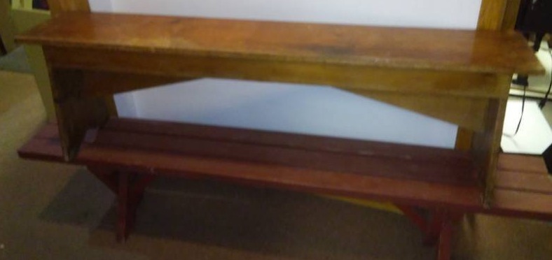lot 105 image: Two benches, 6 and 5 ft long.