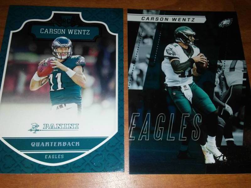 lot 126 image: 2 Carson Wentz Rookie Cards, NDSU Bison, NFL Philadelphia Eagles
