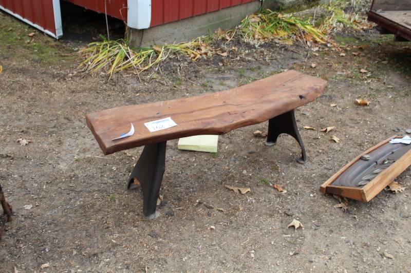 lot 162 image: Industrial Bench w Cast Iron Legs