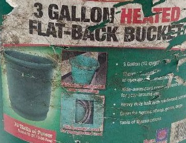 lot 20 image: 3gal Heated Flat-Back Bucket