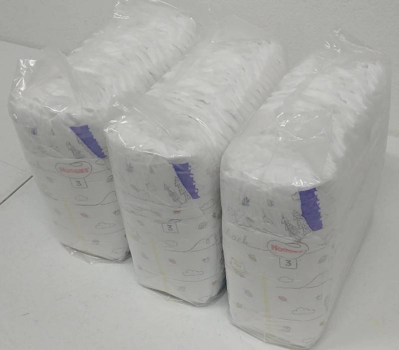 lot 112 image: Qty3 Packs Huggies Diapers, sz3