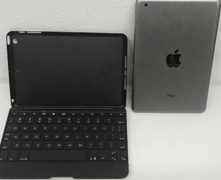 lot 182 image: Apple ipad with Leather Keyboard Protective Flip Case