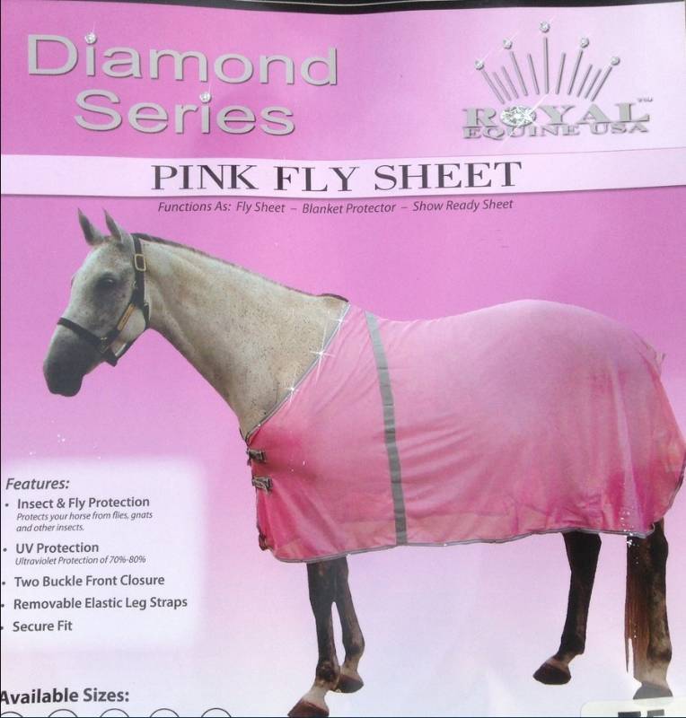 lot 154 image: Royal Equine USA sz78 Fly Sheet- Pink with Rhinestones.