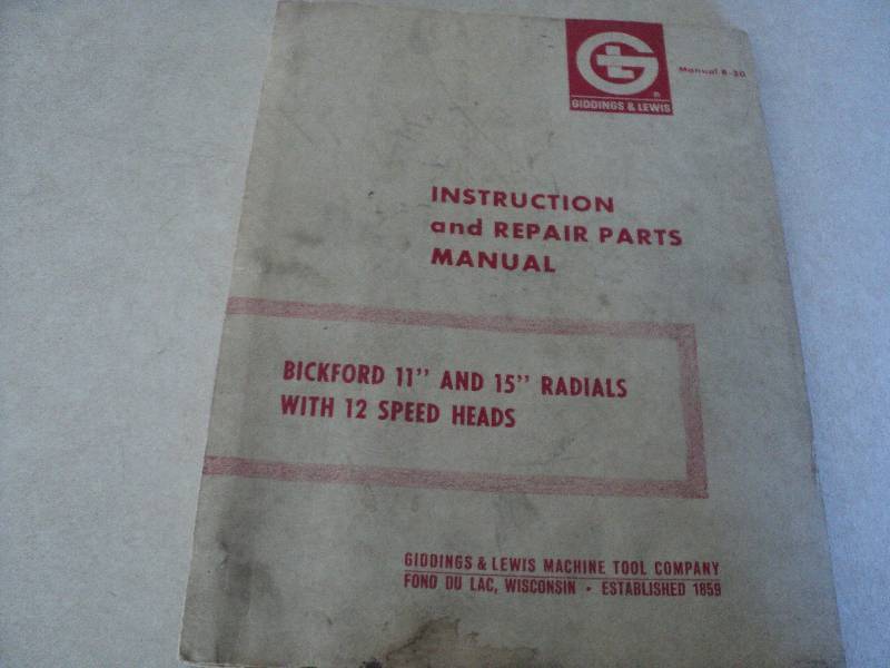lot 7 image: Machine Tool Manual - Giddings and ...