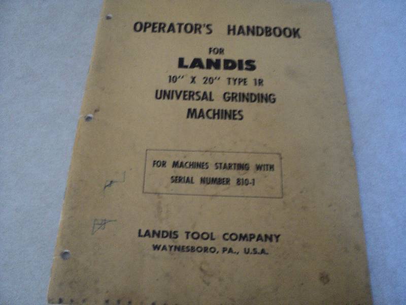 lot 16 image: Machine Tool Manual  Landis 10 &...