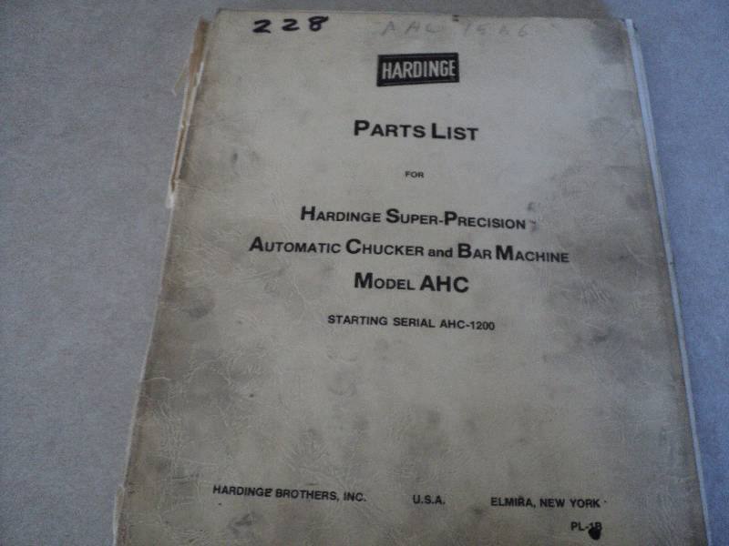 lot 18 image: Machine Tool Manual  Hardinge AHC ...