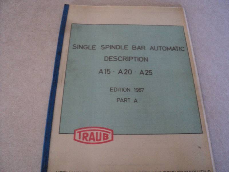 lot 20 image: Machine Tool Manual  Traub A15 A20...