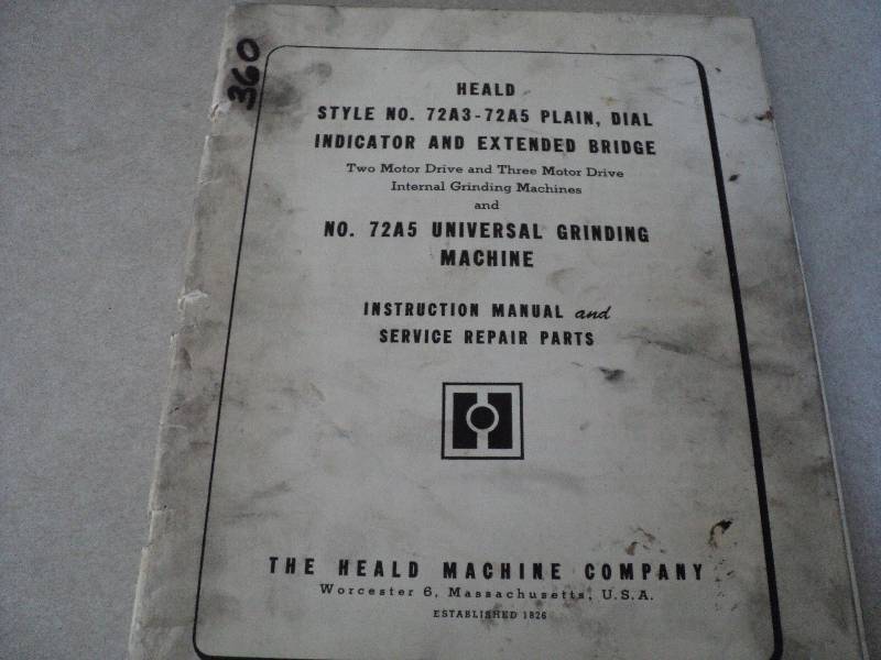 lot 49 image: Machine Tool Manual  Heald 72A3 72...