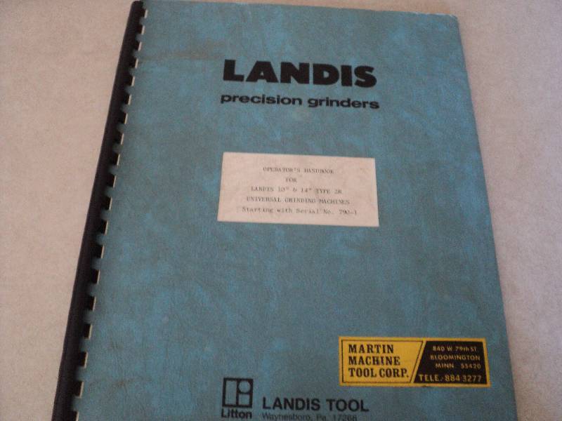 lot 51 image: Machine Tool Manual  Landis 10 &...