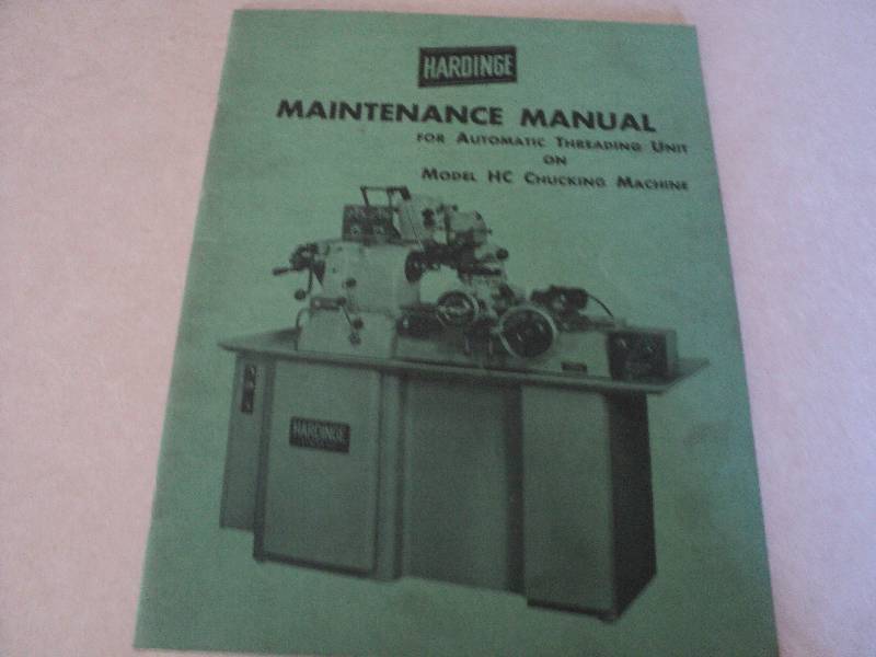 lot 60 image: Machine Tool Manual  Hardinge Auto...