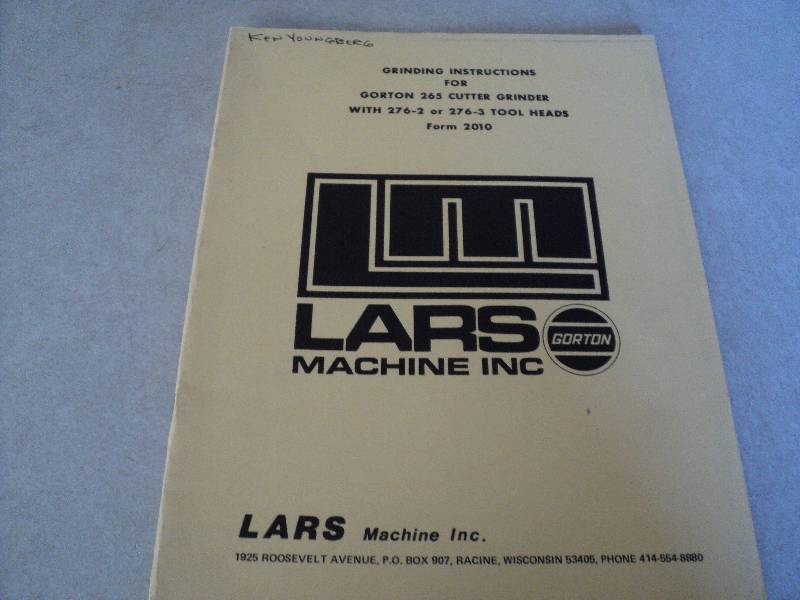 lot 76 image: Machine Tool Manual  Gorton 265 Cu...