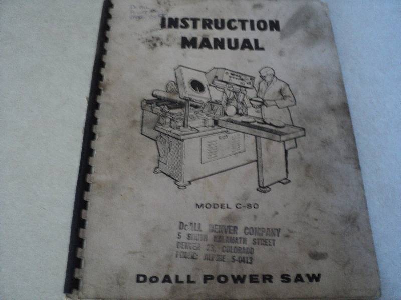 lot 81 image: Machine Tool Manual  DoAll C-80 Po...