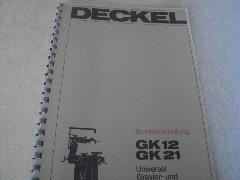lot 87 image: Machine Tool Manual  Deckel GK21 &...