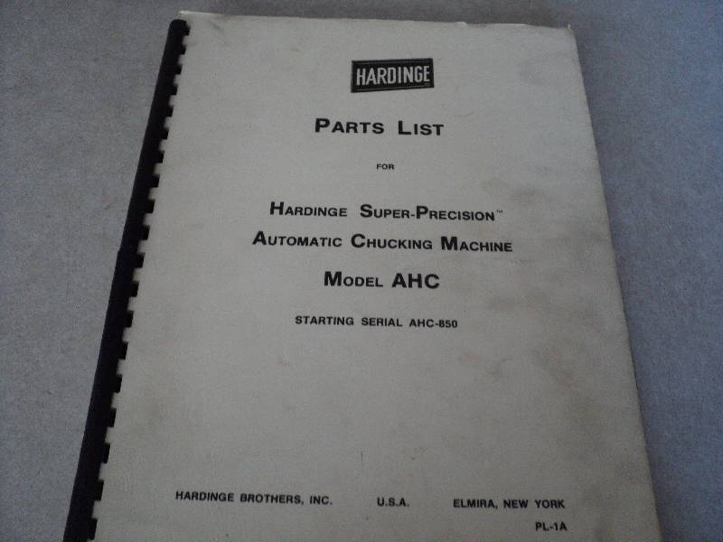 lot 93 image: Machine Tool Manual  Hardinge AHC ...