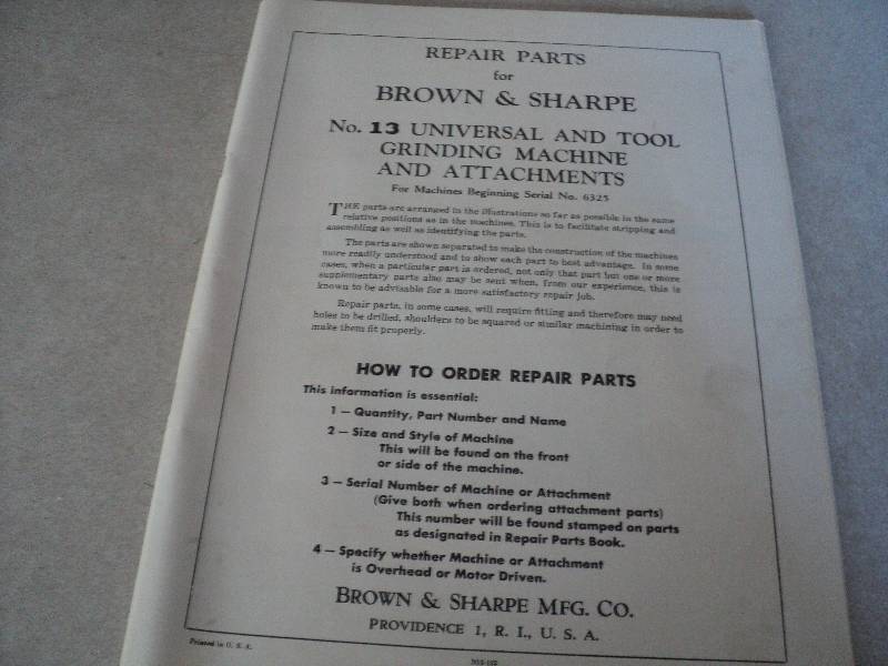 lot 100 image: Machine Tool Manual  Browne & Shar...