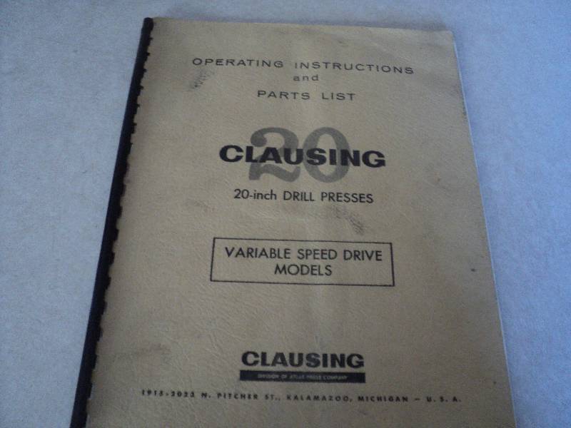 lot 102 image: Machine Tool Manual  Clausing 20...