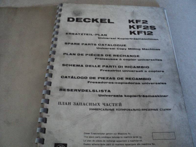 lot 103 image: Machine Tool Manual  Deckel KF2, K...