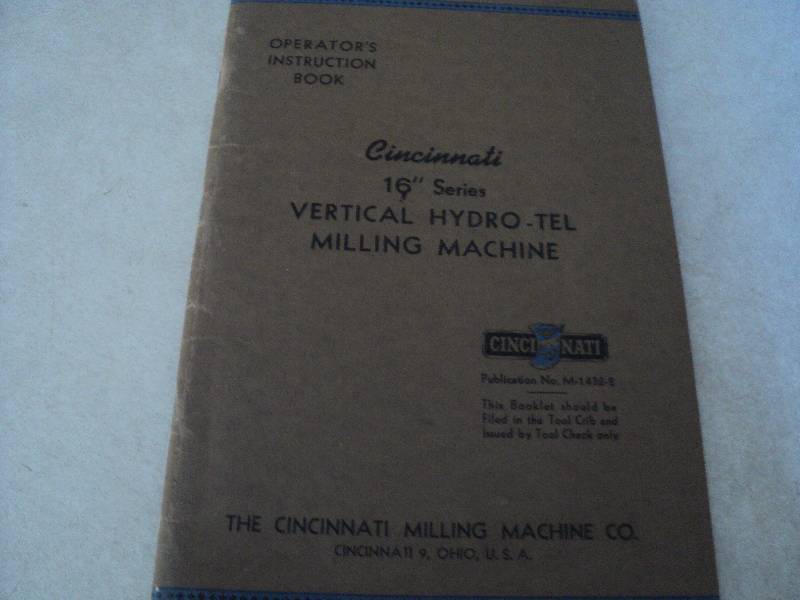 lot 108 image: Machine Tool Manual  Cincinnati Mi...
