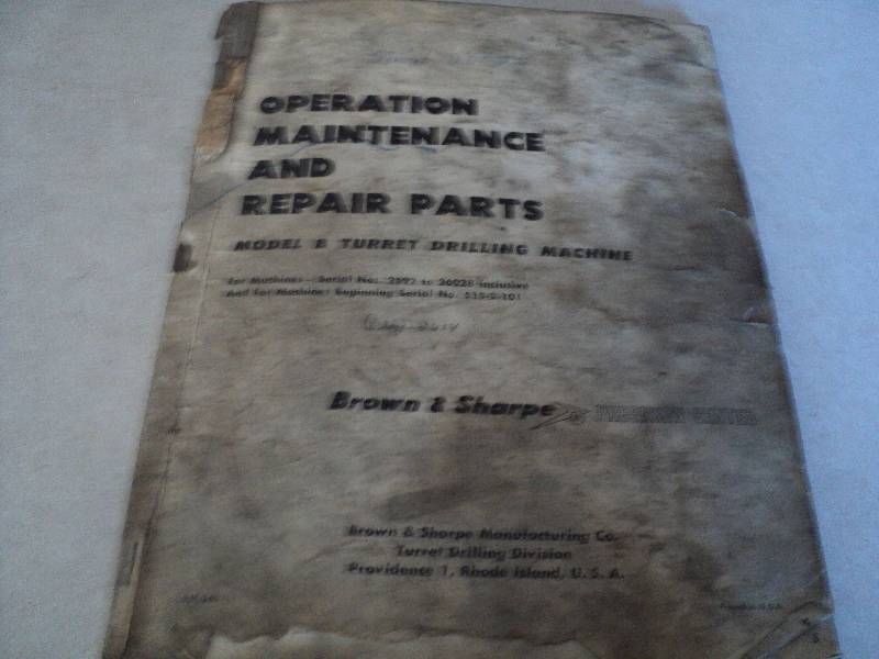 lot 114 image: Machine Tool Manual  Brown & Sharp...