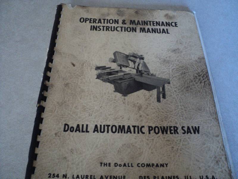lot 118 image: Machine Tool Manual  DoAll C-58 Au...