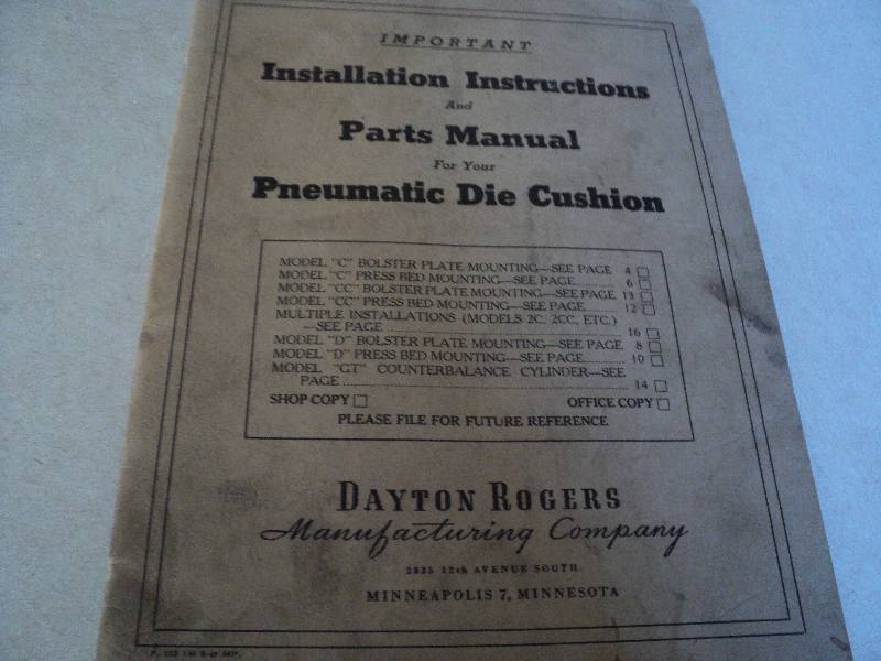 lot 121 image: Machine Tool Manual  Dayton Rogers...