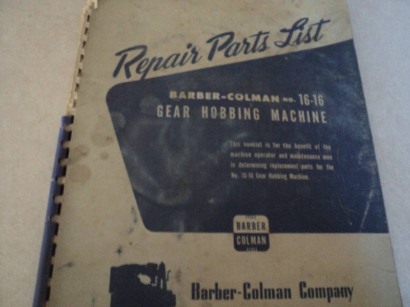 lot 126 image: Machine Tool Manual  Barber-Colman...
