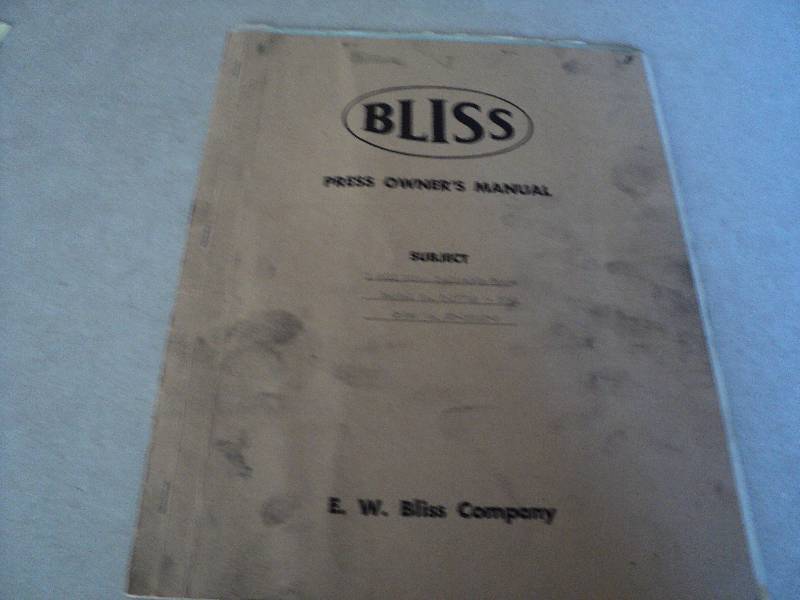 lot 131 image: Machine Tool Manual  Bliss 21S Inc...
