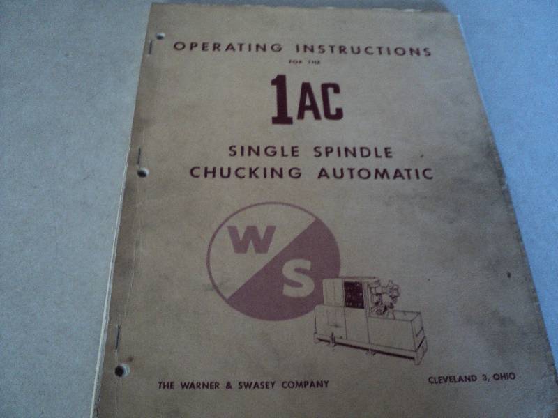 lot 152 image: Machine Tool Manual  Warner & Swas...